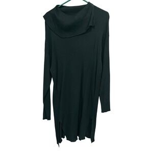 JustFab Black Sweater Dress Ribbed Knit Cowl‎ Neck Long Sleeve Slit 3X